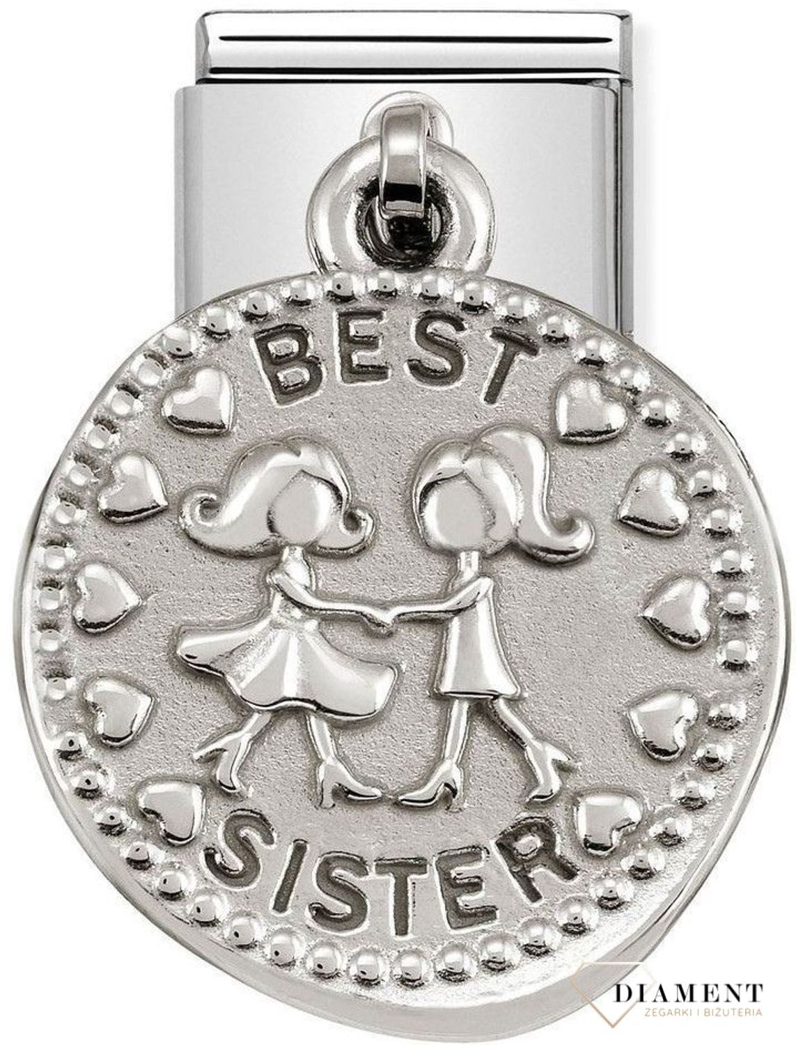 Nomination Link 925 zawieszka srebro 'Dwie dziewczyny z napisem Najlepsza Siostra' 331804 14 biżuteria nomination nomination zawieszki nomination baza.jpg